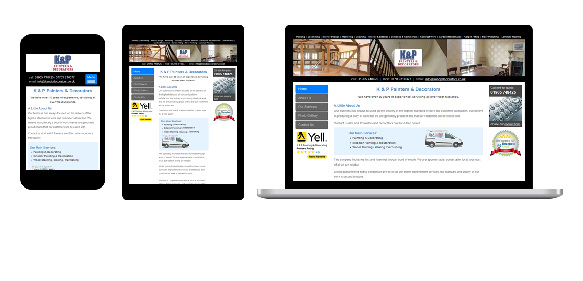 UI Design and Bootstrap Website Build for K & P Decorators